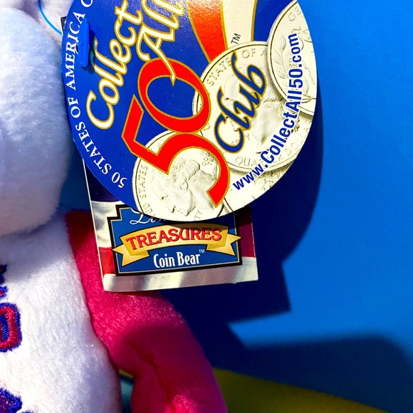 LIMITED TREASURES NWT RHODE ISLAND STATE COIN #13 BEAR PLUSH TAGS & QUARTER 8” - Picture 9 of 10